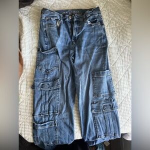 American Eagle Outfitters Men's Light Blue Cargo Jeans